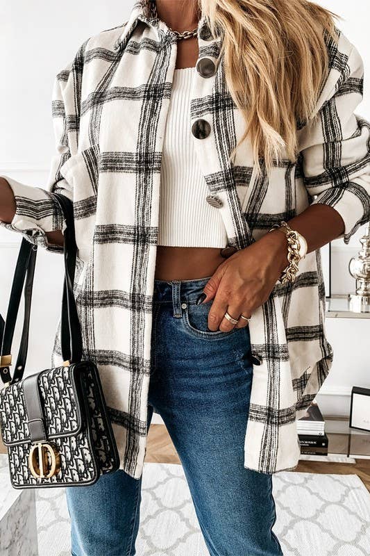 Plaid Button-Up Jacket 🖤