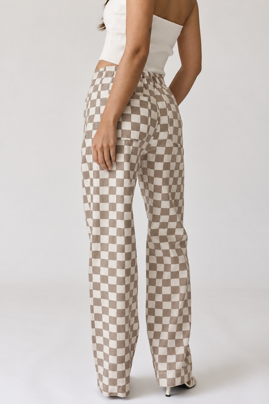 Demi Checkered Bottoms With Elastic Band 🤎