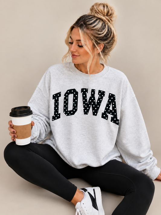 Iowa Polka Dot Crewneck Sweatshirt 🖤
