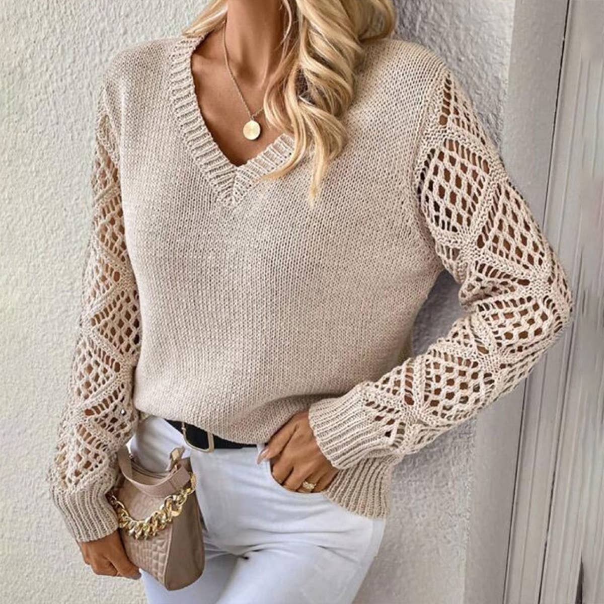 The Olivia Lace Sleeve Sweater 🤍